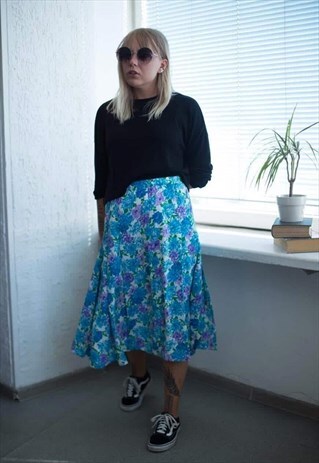 VINTAGE 80'S MULTI COLOUR MIDI SKIRT