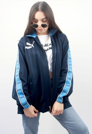 90'S RETRO BLUE SIDE-TAPE TRACK JACKET