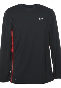 Vintage Nike Black Plain Sports T-shirt - L