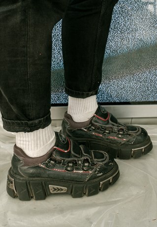 VINTAGE RAVE METAL LEATHER BOOTS