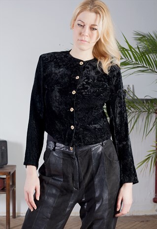 VINTAGE BUTTONED UP, CROPPED, ELEGANT BLAZER