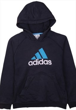 Vintage 90's Adidas Hoodie Heavyweight Spellout Navy Blue