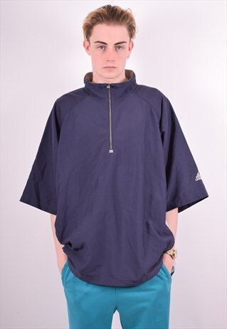ADIDAS MENS VINTAGE PULLOVER TRACKSUIT TOP XL NAVY BLUE 90'S