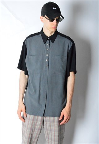 VINTAGE 70S GREY BLACK SHIRT