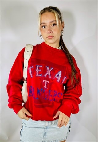 Vintage 90s Texas Rangers Size M Sweatshirt in Red