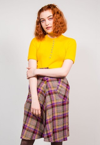 70'S VINTAGE YELLOW KNIT TOP