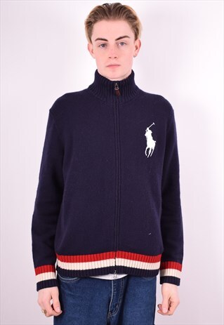 POLO RALPH LAUREN MENS VINTAGE CARDIGAN SWEATER LARGE 90'S