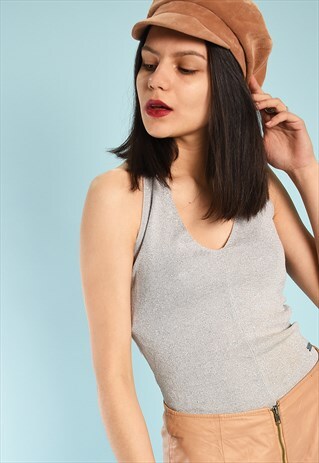 Y2K KITSCH SHIMMER HALTER NECK FESTIVAL KNITTED TOP