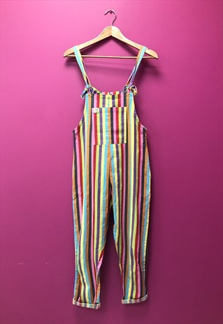 Lucy & Yak Dungarees Multicolour Rainbow Stripe Cotton