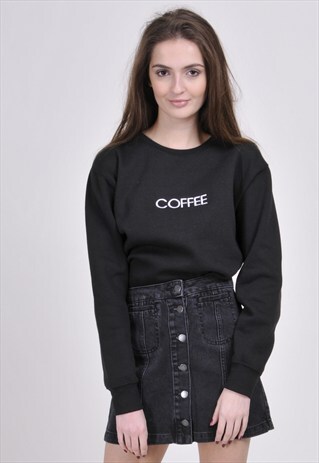 SALE - BLACK COFFEE SWEATSHIRT - EMBROIDERED