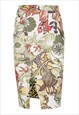 FLORAL COTTON PENCIL SKIRT IN EARTHY SHADES