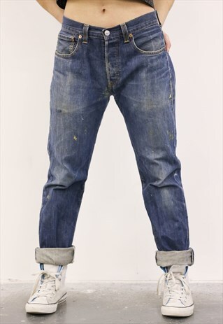 LEVI'S VINTAGE BLUE PAINT 501 MOM JEANS