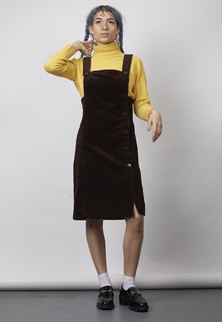 Vintage 70's chocolate brown corduroy pinafore dress | Nordic Poetry | ASOS Marketplace