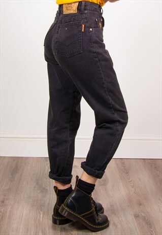 VINTAGE 90'S BLACK HIGH WAIST DENIM MOM JEANS