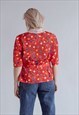 VINTAGE 80S FITTED PUFFY SLEEVE BLOUSE IN MULTI POKA DOT M
