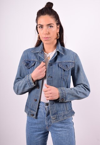 WOMENS VINTAGE DENIM JACKET SMALL BLUE 90'S