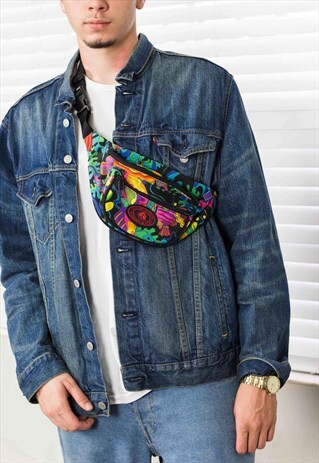 VINTAGE FLORAL CROSS BODY BUM BAG LOGO 90S X 5.9