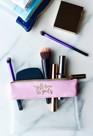 CLEAR PINK MAKE UP COSMETIC TRAVEL POUCH