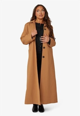 Toffee Spring/Summer Single Breasted Longline Collared Coat