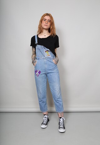 VINTAGE 90'S LOONEY TUNES LIGHT-WASH SLIM-FIT DUNGAREES