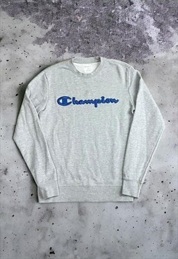 Vintage Grey Champion Embroidered Spell Out Sweatshirt 