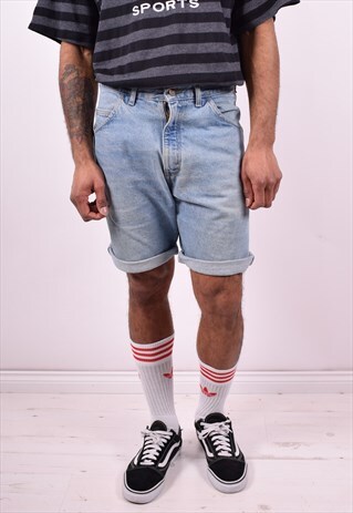 WRANGLER MENS VINTAGE DENIM SHORTS W32 BLUE 90'S