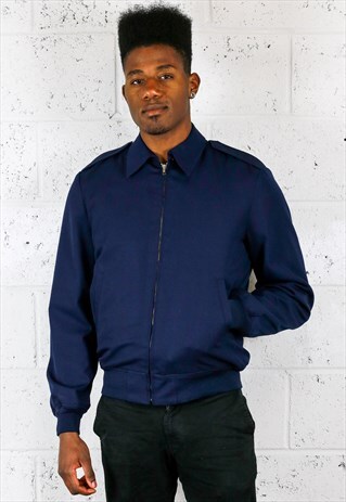 NAVY SMART HARRINGTON STYLE JACKET WITH COLLAR