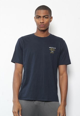 VINTAGE NAUTICA PRINT LOGO T-SHIRT BLUE