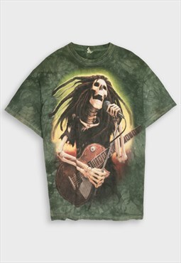 Skeleton singer green marble t-shirt