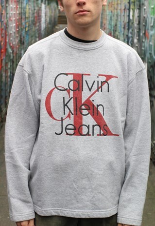 VINTAGE 90S CALVIN KLEIN JEANS SPELLOUT LOGO SWEATSHIRT