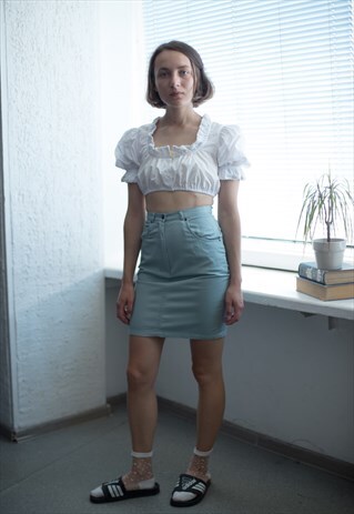 VINTAGE 80'S HIGH WAIST MINT MINI SKIRT