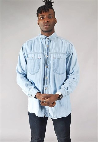 VINTAGE WRANGLER DENIM SHIRT LIGHT BLUE
