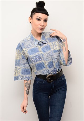 VINTAGE 90'S INDIE FOLK PATTERNED OVERSIZED SHIRT