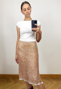 Vintage Beige Sequin Midi Skirt