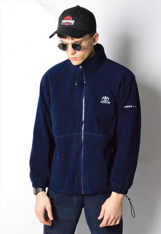NAVY BLUE EMBROIDERED TOYOTA FLEECE JACKET