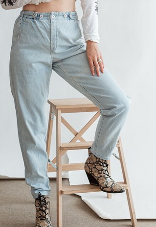 VINTAGE BALLON LEG HIGH WAISTED JEANS IN BLUE 80S MOMS JEANS
