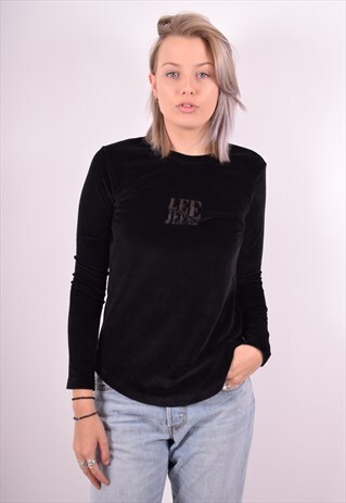 LEE WOMENS VINTAGE TOP LONG SLEEVE MEDIUM BLACK 90S