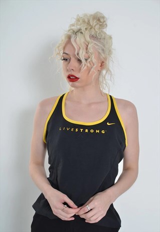 VINTAGE NIKE LIVESTRONG 90S VEST TOP BLACK