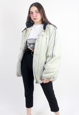 90'S RETRO BEIGE OVERSIZED PADDED PUFFER JACKET