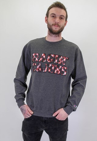 VINTAGE CHAMPION SWEATER IN GREY MEDIUM