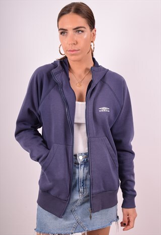 UMBRO WOMENS VINTAGE HOODIE JACKET SMALL BLUE 90S