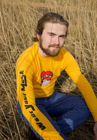 'WEAR YOUR MASK' LONG SLEEVED T-SHIRT YELLOW