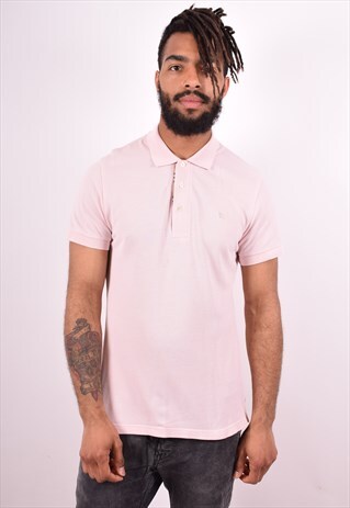 BURBERRY MENS VINTAGE POLO SHIRT SMALL PINK 90S