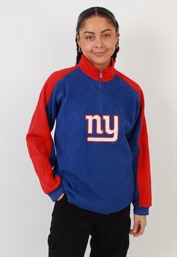 Women's NFL NY Giants Blue Fleece Zip Neck Sweatshirt
