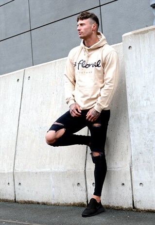 54 FLORAL LARGE GRAPHIC HOODY - CREAM BEIGE