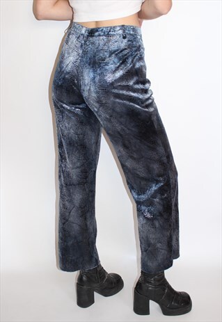 BLUE SNAKE SKIN PRINTED TROUSER