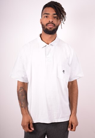 NORTH SAILS MENS VINTAGE DENIM POLO SHIRT LARGE WHITE 90S