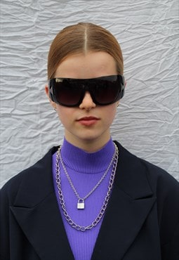 Rimless Visor Sunglasses in Black with Smoke Grey lens