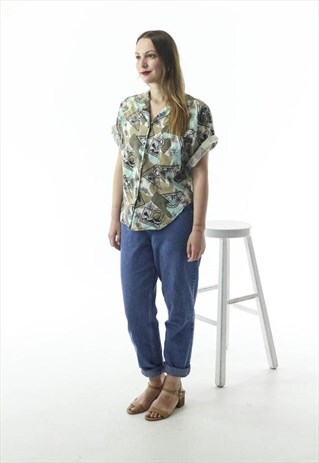SAFARI PATTERN SHIRT / MENS ABSTRACT BUTTON UP