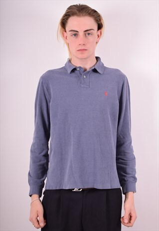 POLO RALPH LAUREN MENS VINTAGE POLO SHIRT LONG SLEEVE MEDIUM